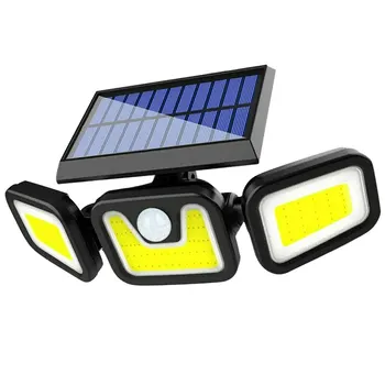 

Three-cap Solar Wall Light 100 LED Solar Wall Spotlight Outdoor Wall Flood Light with Motion Detector For Street Path Courtyard
