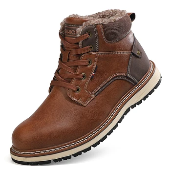 

2020 New Snow Boots Protective and Wear-Resistant Sole Man Boots Warm and Comfortable Winter Walking Boots Brown Big Size 40-47