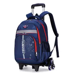 Водонепроницаемый детский рюкзак на колесиках, школьные сумки для девочек и мальчиков, кожаная сумка на колесиках, съемные рюкзаки на