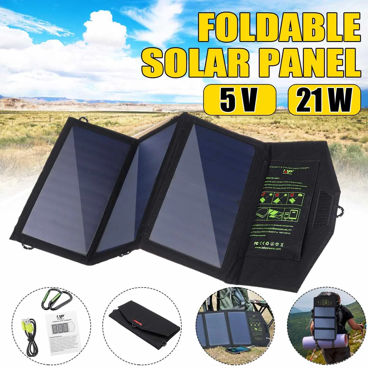 

40W Portable Solar Panels Charger Foldable Solar Panel Power Bank Waterproof Dual 5V USB for Phone Battery Fast Charger