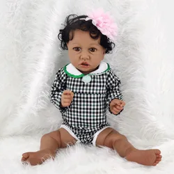 Simulation de renaissance de 18 pouces pour petite fille noire, en Silicone, poupée pour nouveau né 