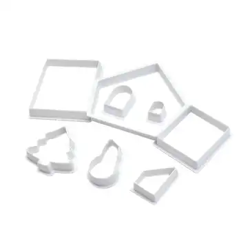 

Christmas Tree Snowman House Cake Christmas Cookie Mold Fondant Clay Plastic Cutting Mold Kitchen Tool Supplies