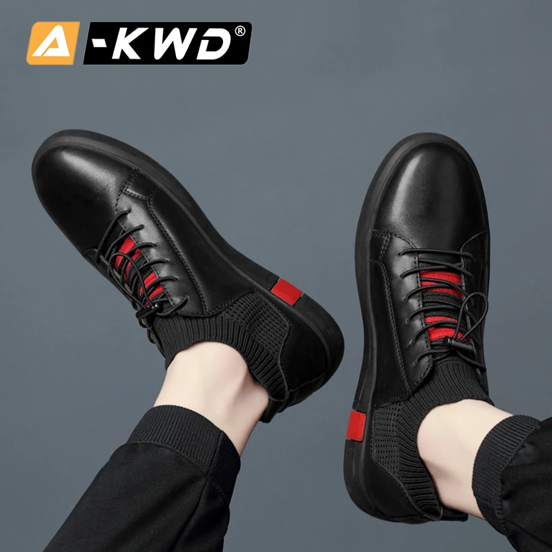 Мужская дышащая кожаная обувь с высоким берцем zapatos hombres повседневная кожаная мужская обувь Роскошная брендовая модная обувь мужские кроссовки