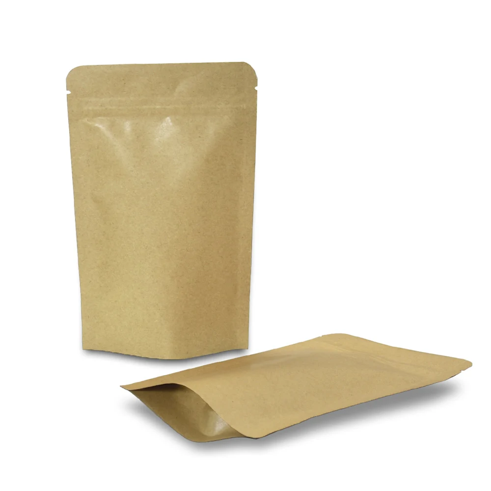 

Reclosable Stand Up Kraft Paper Package Bag Aluminum Foil Packaging Bag Heat Seal Zip Lock Mylar Paper Bags for Food Storage