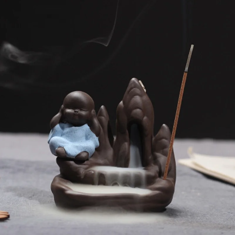 Маленький монах дым водопад курильница конус Creatives домашний декор Маленький Будда ладан держатель курильница для дома и офиса Чайный домик