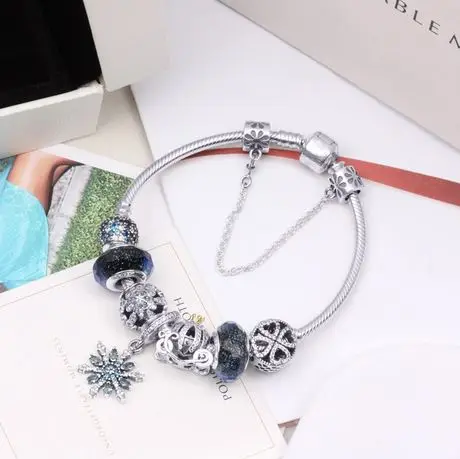 Женский браслет любовь Diy браслет из бисера для Pandora Модный Цветочный браслет ювелирные изделия на заказ DIY подарки для женщин серебряные ювелирные изделия 925 - Окраска металла: 674