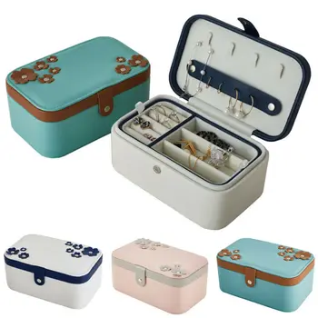 

New Leather Jewelry Box Organizer Portable Travel Jewelry Ornaments Case Storage European Multi-Layer Portable Jewelry Box