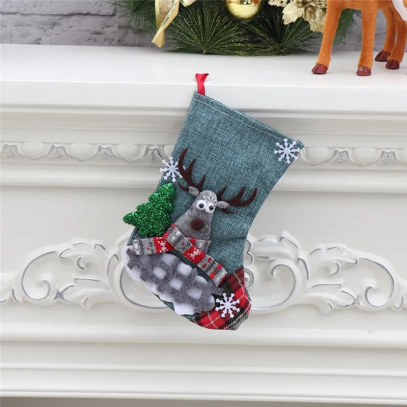 Рождественский Подарочный мешок для конфет; реквизит для декора; носки с Санта-Лоском; Navidad Decoraciones Para El Hogar; рождественские подарочные сумки; рождественские носки@ C
