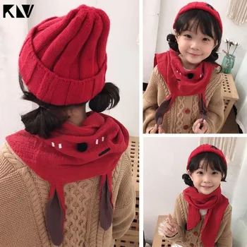 

KLV Soft Kids Cotton Linen Baby Girls Bunny Rabbit Long Ears Winter Warm Children Scarf Neck Collars Shawls Neckerchief