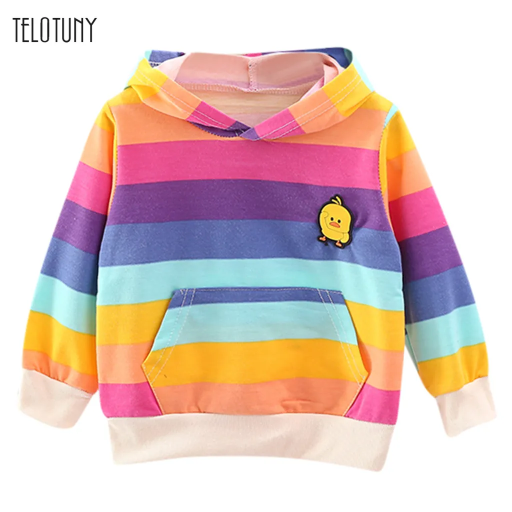 

TELOTUNY Todder Kid New Born Baby Clothes Girls Rainbow Cartoon Sweatshirts Tops Spring Autumn Pullover Hooded Baby Costumes 815