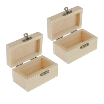 

2pcs Wooden Jewelry Case Fashion Mud DIY Rectangle Shape Storage Box Décor