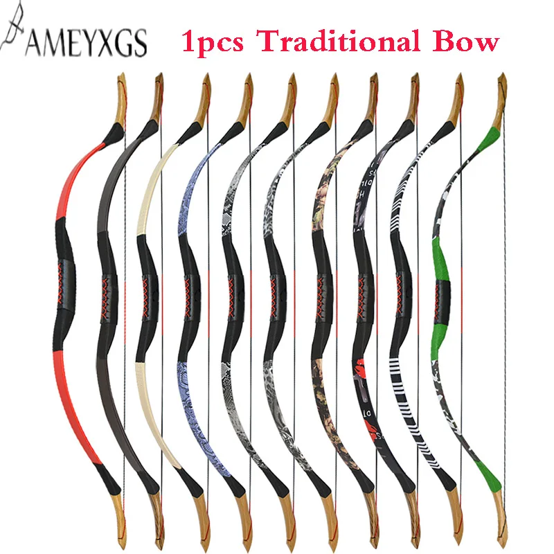 

1pcs Archery 25~55lbs Traditional Recurve Bow Longbow For Outdoor Shooting Hunting Accessories