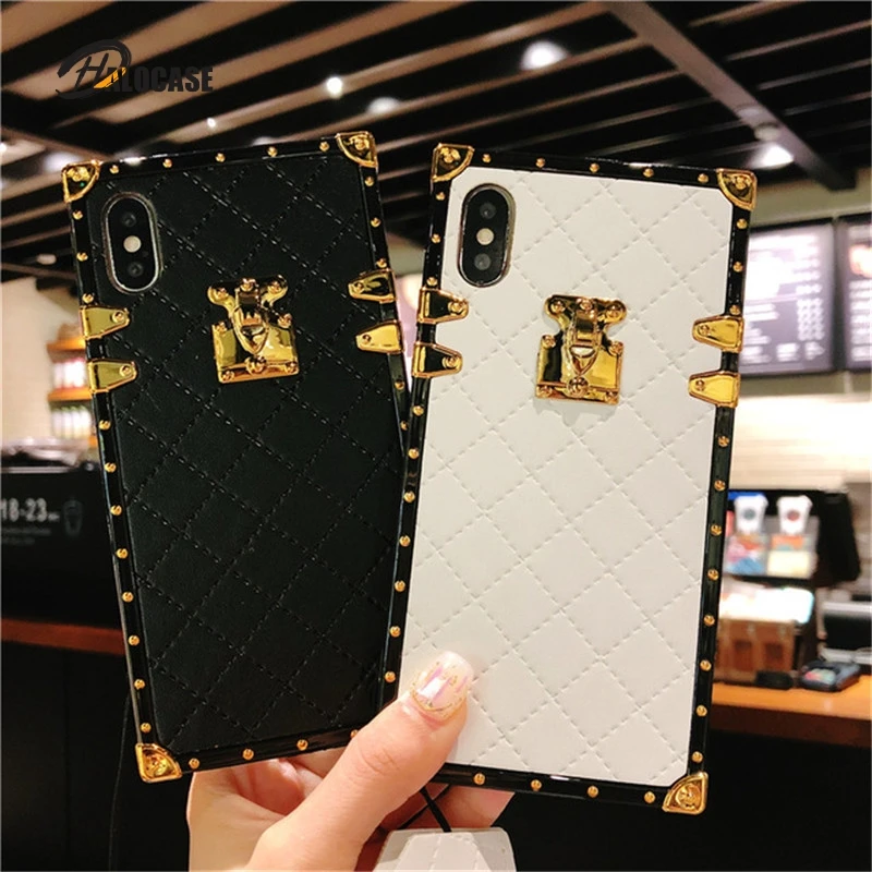 For iPhone 13 12 11 Pro XS MAX X XR 6 6S 8 7 Plus Luxury Square Leather Cover Samsung S8 S9 S10 S20FE Ultra Note 9 10 PRO | Мобильные