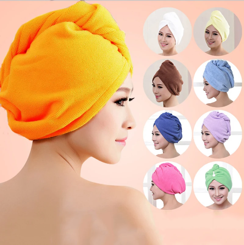 1PC nuevo después de la ducha para secar el pelo de las mujeres dama Toalla de piscina gorra de secado rápido gorro de turbante bata de baño herramientas