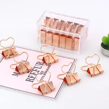 

Lovely Modeling Rose Gold Love heart Folder Shaped Long Tail Folder Office Accessories Binder Clips Rose Gold Stationery Binders