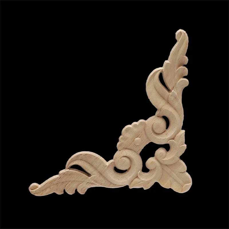 MUXSAM 10pcs 6x6cm Appliques Rétro Ronde Sculpture sur Bois Non Peint Bois Sculpté pour la Décoration des Meubles