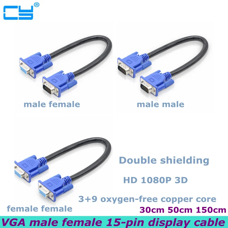 Computer Cables 10 HD15Pin VGA D-Sub Short Video Cable Cord Male to Male M/M Male to Female and Female to Female RGB for Monitor Cable Length: 25cm, Color: Male and Male Computer Cables 10 HD15Pin VGA D-Sub Short Video Cable Cord Male to Male M/M Male to Female and Female to Female RGB for Monitor Cable Length: 25cm, Color: Male and Male