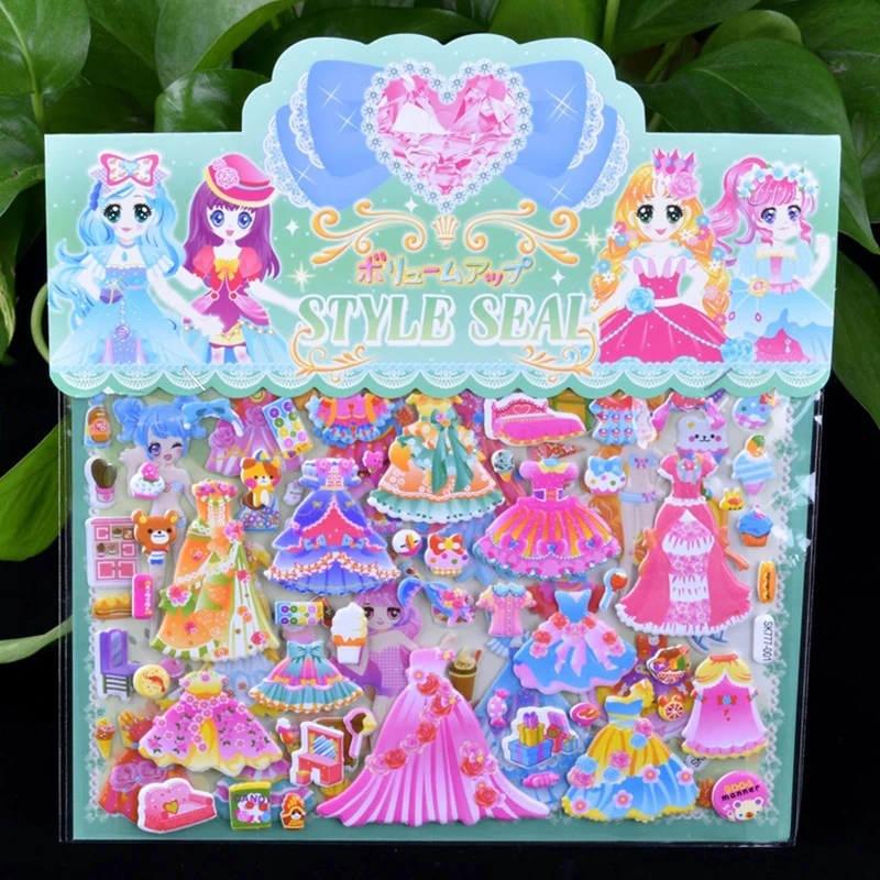 

Double Layer Mermaid/Princess Dress Up VSCO Sticker for DIY Diary Phone Laptop Book Kids Anime Kawaii Stickers Children Toys