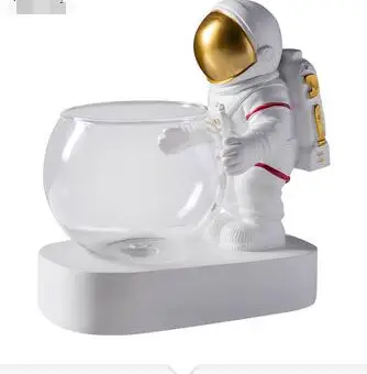 

CREATIVE GLASS VASE RESIN ASTRONAUT DIVER ORNAMENTS FLOWER VASES HYDROPONICS DESKTOP DECOR FLOWERS LED LIGHT PLUGGABLE BATTERY