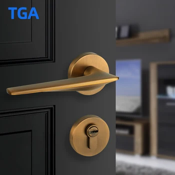 

AHA Zinc Alloy High-End Room Bedroom Hardware Decorative Furniture Handle Lock Indoor Sliding Door Locks Puerta Interior Lock