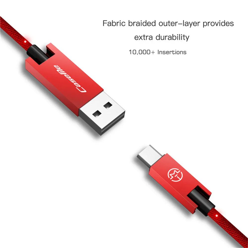 CaseMe подлинный Быстрый type-C USB синхронизация данных зарядное устройство алюминиевый сплав Плетеный зарядный кабель шнур 25 см 120 см 5 в 2.1A для мобильного телефона