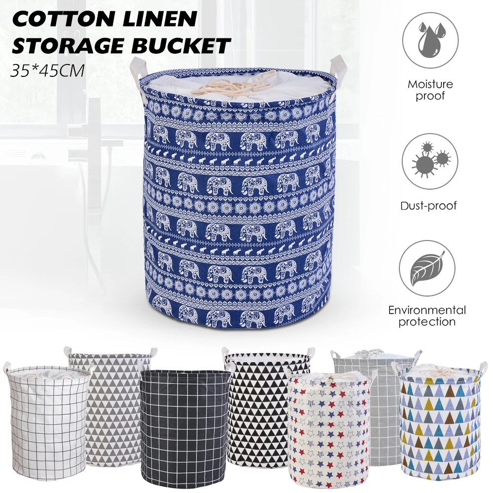 

SNEWVIE Storage Basket Laundry Linen Dirty Clothes Toys Organizer Barrel Home Storage Basket For Toy Underwear Sundries 35*45cm