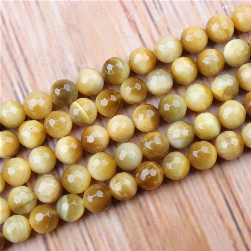 Wholesale Golden Tiger Natural Gemstone Bead Faceted Round Bracelet Necklace Earring DIY Making | Украшения и аксессуары