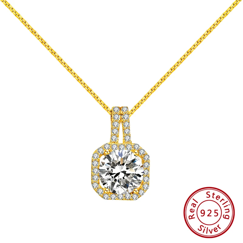 Gold Plated ORSA JEWELS, новинка 925, ожерелье с подвеской для женщин, Стерлинговое Серебро, прозрачный AAAA циркон, модный подарок, вечерние ювелирные изделия на каждый день, SN174 - Цвет камня: Gold Plated