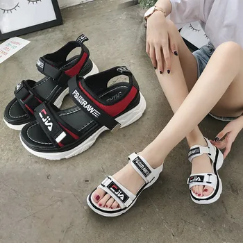 

Fashion Summer Women Shoes Chunky Sandals Female Hook & Loop Thick Bottom Flat Platform Shoes Woman Air Mesh Plush Size