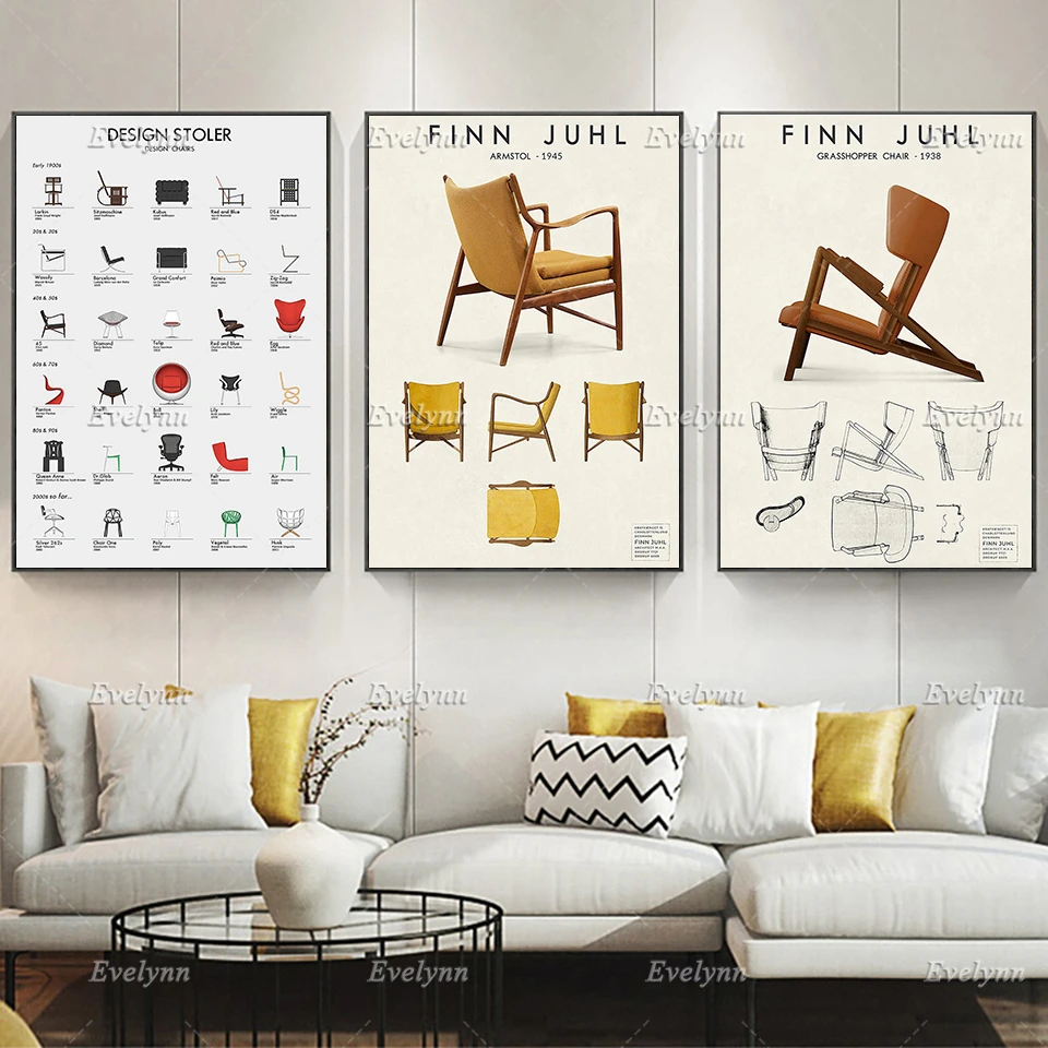 Brein Transistor programma Deens Design Stoelen Vintage Posters, Scandinavische Deense Meubels Print,  Finn Juhl Design Stoelen, wall Art Home Decor Canvas|Schilderij &  Schoonschrift| - AliExpress