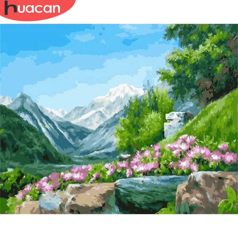 HUACAN краска по номеру природные пейзажи рисование на холсте Ручная Краска ed Art