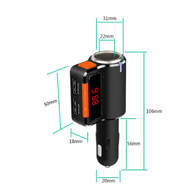 Handsfree Bluetooth автомобильный комплект MP3-плеер fm-передатчик радио адаптер модулятор прикуриватель двойной USB выход Автомобильное зарядное устройство