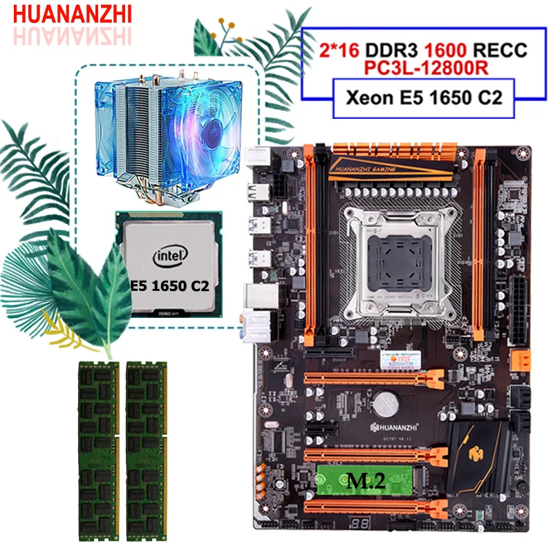 Материнская плата HUANANZHI deluxe X79 LGA2011 со слотом M.2, процессор Intel Xeon E5 1650 C2 3,2 ГГц ОЗУ 32 Гб (2*16 Гб) DDR3 1600 МГц RECC Материнская плата HUANANZHI deluxe X79 LGA2011 со слотом M.2, процессор Intel Xeon E5 1650 C2 3,2 ГГц ОЗУ 32 Гб (2*16 Гб) DDR3 1600 МГц RECC