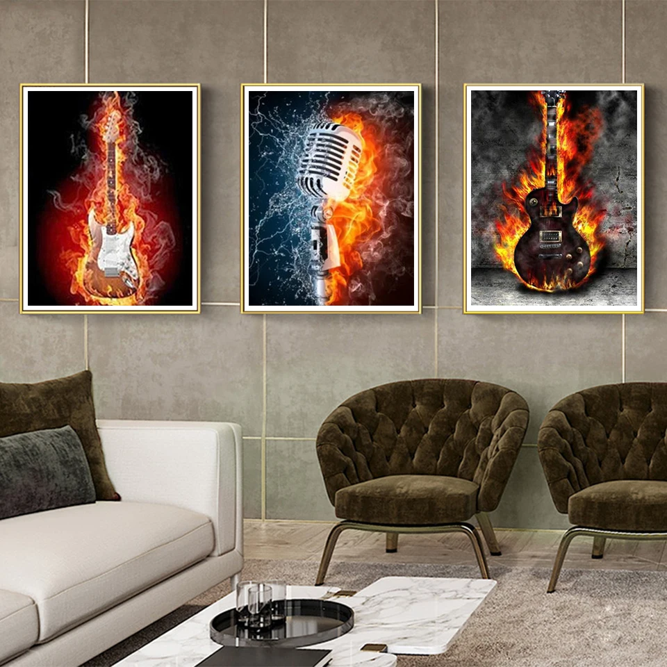 5D DIY Full Square/Round Diamond Painting Music Equipment Guitar Diamond Embroidery Rhinestone Picture Mosaic Home Decoration