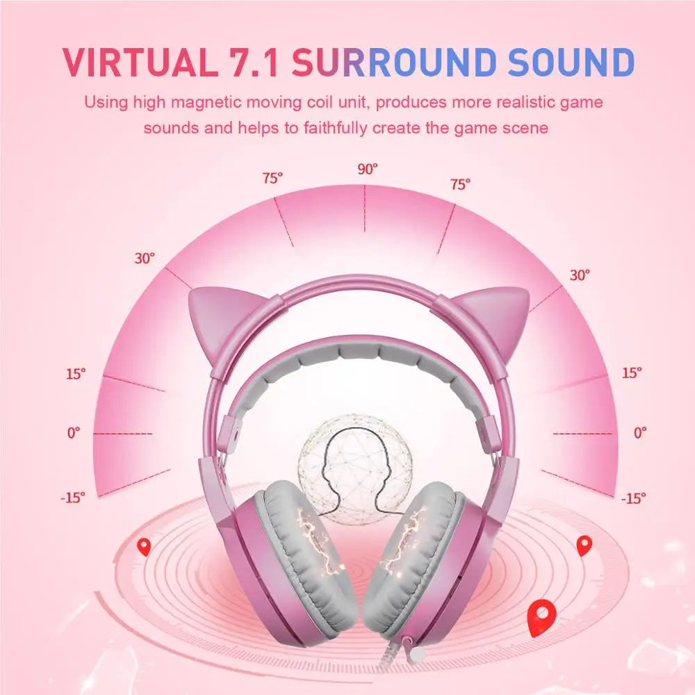 SOMIC G951S Pink Gaming Headphones Virtual 7.1