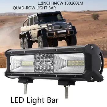 

Hot 1 Set 12 Inch 840W LED Work Light Bar Flood Spot Combo Waterproof Offroad Driving Lamp Work Light for ATV Vehicle Car Truck