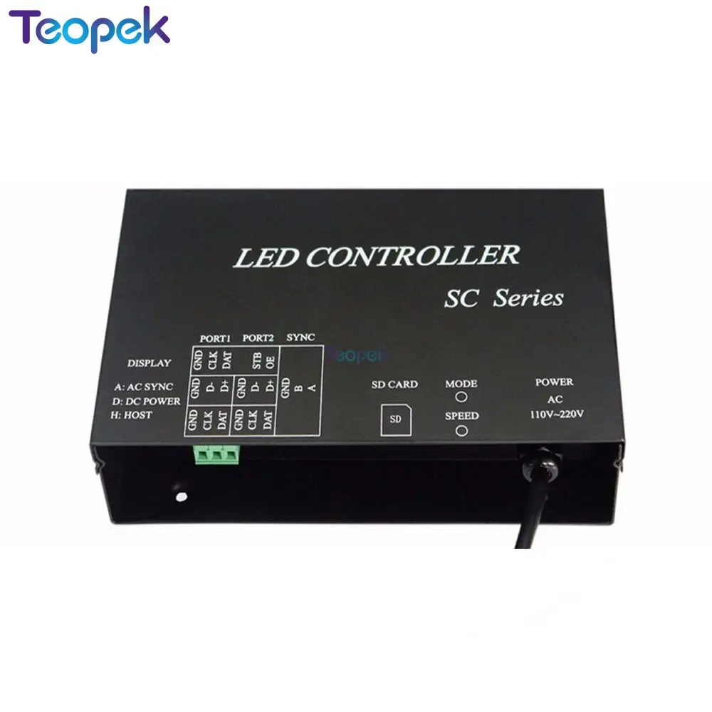 H803SC светодиодный музыкальный контроллер 2560 пикселей sd-карта RGB светодиодный контроллер DMX512 WS2812 программируемый вход микрофона и аудиокабеля