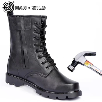 

Warm Wool Winter Army Boots for Men Steel Toe Military Leather Boots Mens Work Safety Shoes Combat Bot Infantry Tactical Boots