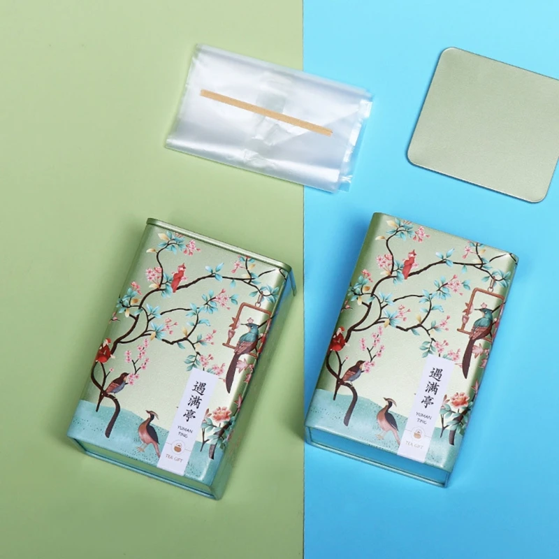 Square plum tea Box Tea Container Snack Storage Box Metal Candy Cans Vintage Kitchen Sealed Canister Chinese Style Tea
