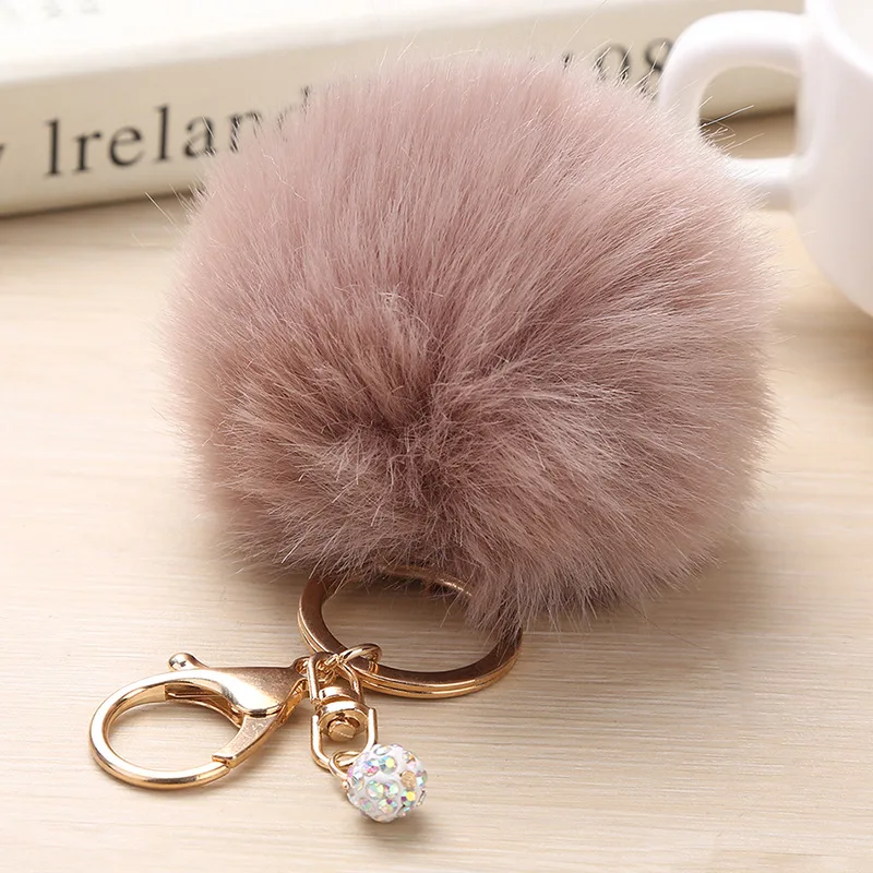 Cute Faux Rabbit Fur Ball Keychain Key Holder Pompom Making Car Chain Porte Clef Charms Luxury Keyfobs | Украшения и аксессуары