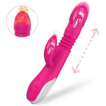 Telescopic Vibrator Dual Heating AV Wand Female Masturbator Silicone Dildo Clitoral G-spot Stimulator Adult Sex Toy for Woman 1