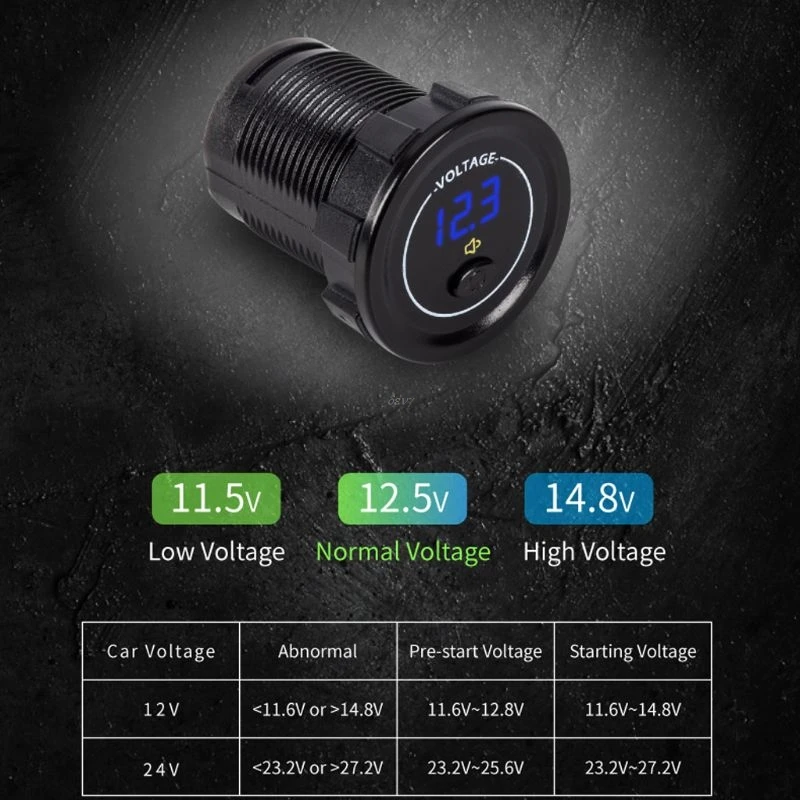 Водонепроницаемый Мотоцикл лодка автомобиль DC 12 В 24 в 30 в светодиодный вольтметр измеритель напряжения с выключателем низкого напряжения сигнализации