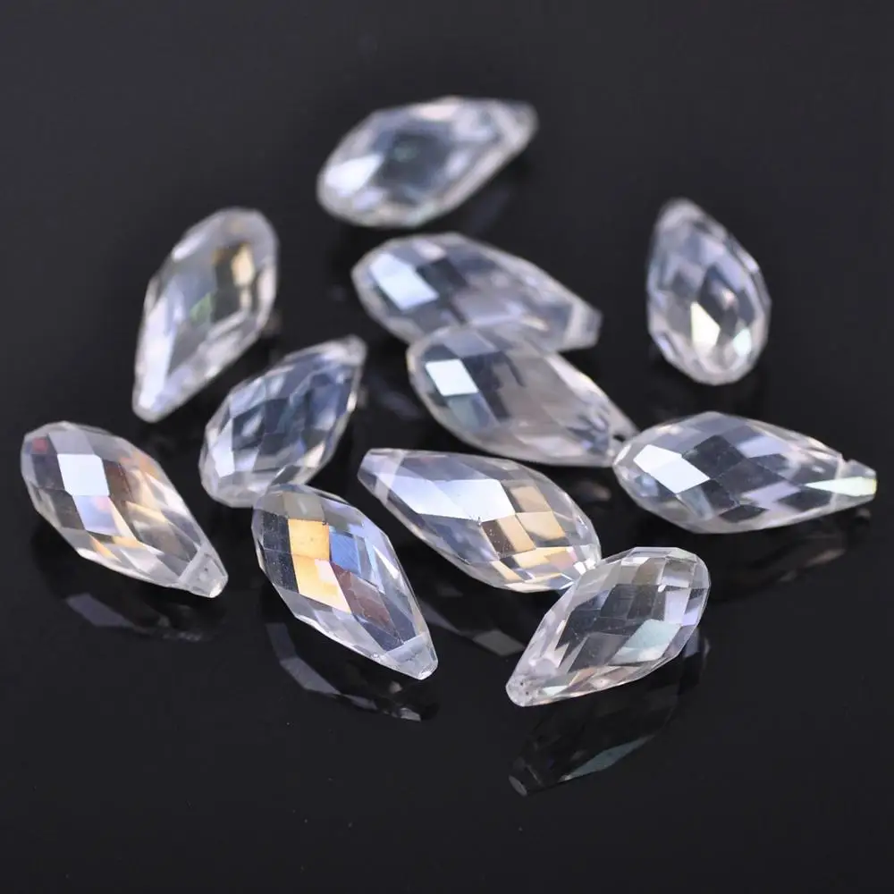 NEW Color 10pcs 20X10mm Teardrop Faceted Crystal Glass Loose Pendants Beads #79 