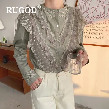 

RUGOD 2020 Spring Sweet Vintage Blouse Women Blouses Long Sleeve Elegant Top Korean Fashion Clothing Woman Shirts Kawaii Shirt