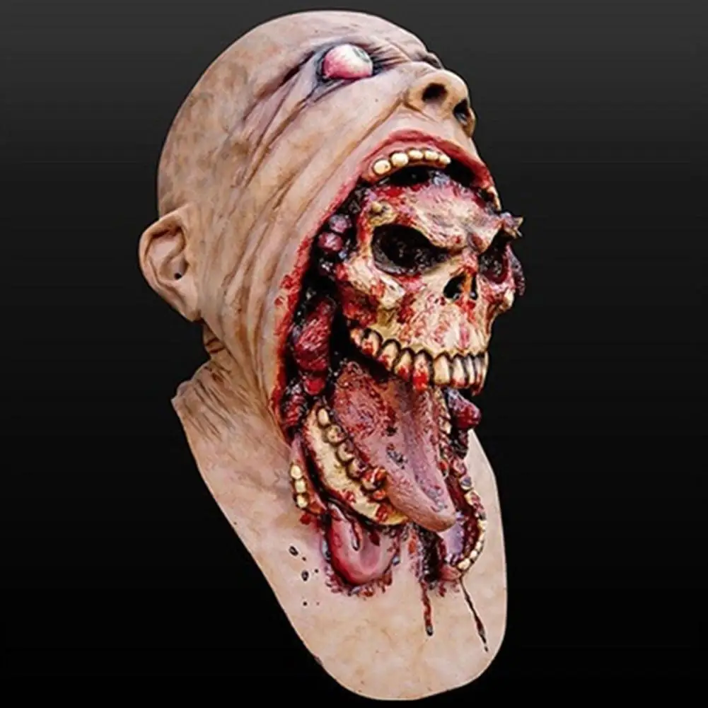 

Horrible Melting Face Latex Adult Bloody Zombie Mask Halloween Scary Cosplay Prop Costume（Don't Scare Kids!）