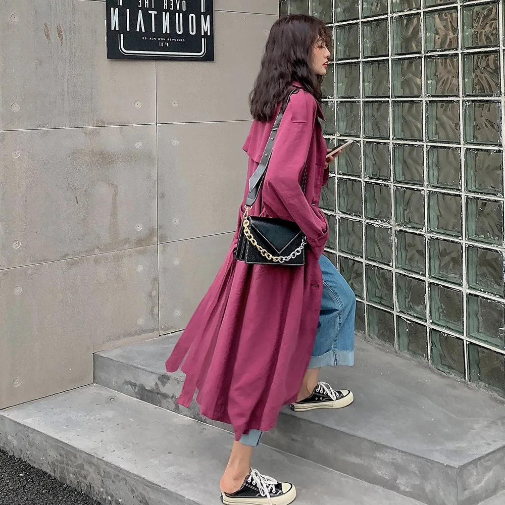 

Photo Shoot Korean-style Fashionable Coat 2019 Autumn New Style WOMEN'S Dress Retro Laziness-Style Mid-length Waist Hugging Lace