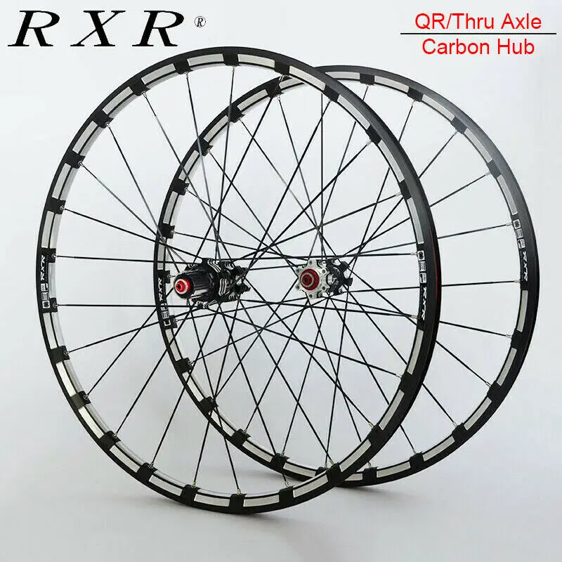 RXR 7-11 скорость через ось/QR MTB колеса велосипеда 26/27. 5/2" углеродный волоконный концентратор MTB колеса дисковый тормоз 5 подшипников велосипедные колеса