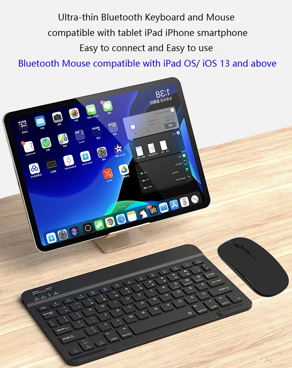 Mini tastiera e Mouse Bluetooth Wireless portatili sottili per