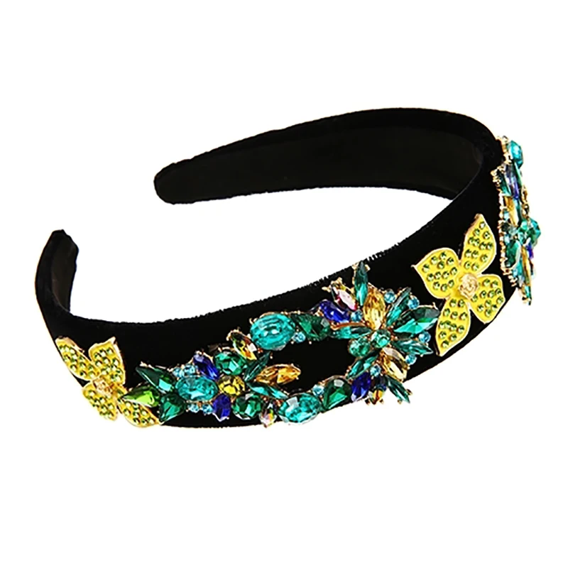 

ZHINI Bohemia Ethnic Flower Handmade Headbands for Women Luxury Sparkly Full Crystal Hair Band Hair Accessories Wedding Jewelry