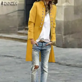 

ZANZEA Women Long Coats 2020 Spring Long Sleeve Pockets Cool Jackets Solid Loose Outwear Chaqueta Mujer Casaco Female Jackets